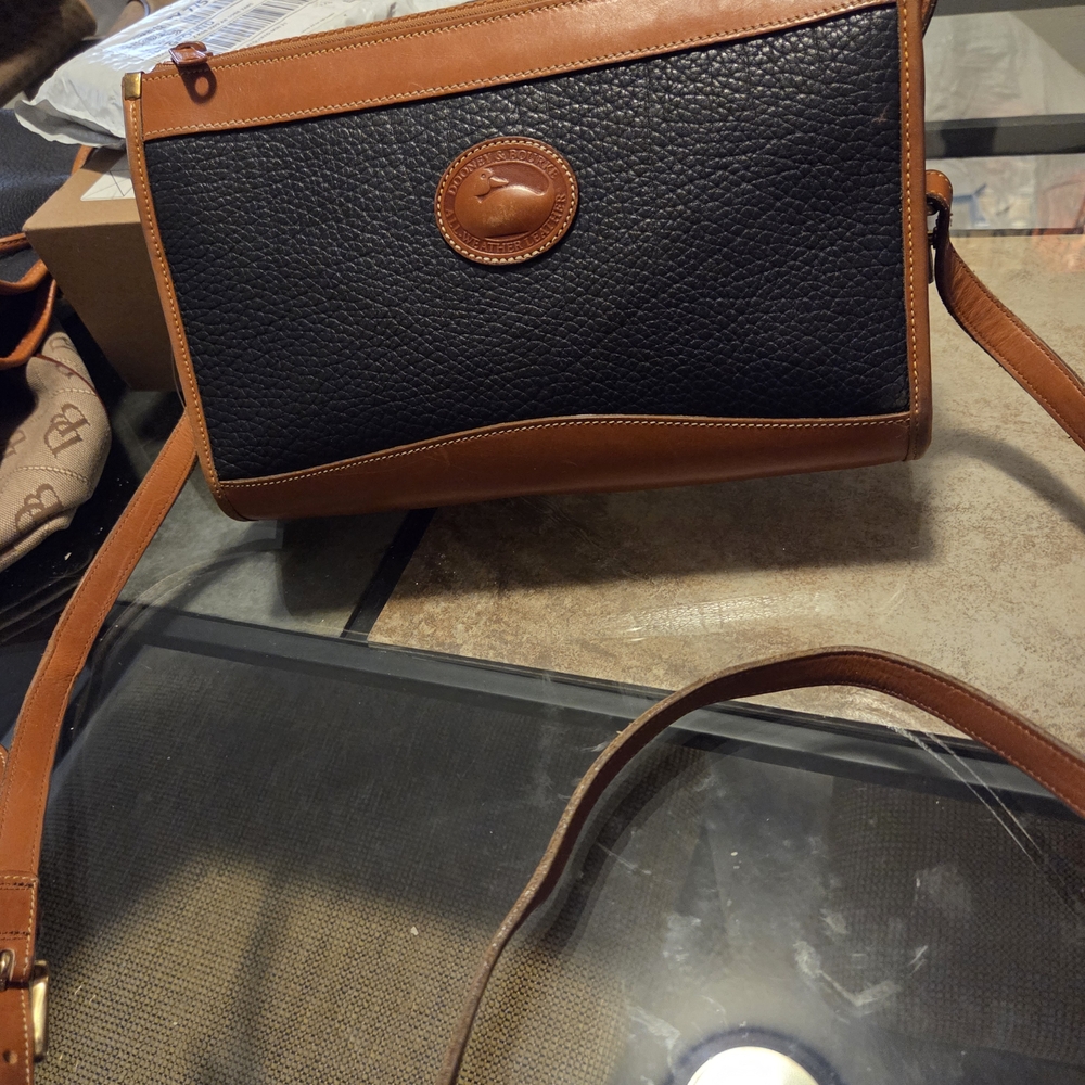 Dooney & Bourke Black and Tan Leather Crossbody Bag
